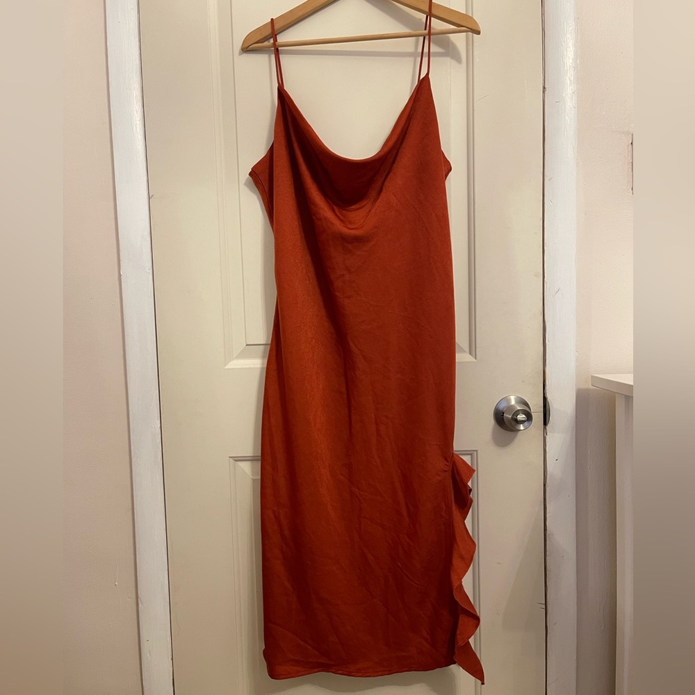 Burnt Orange ASOS dress with small slip